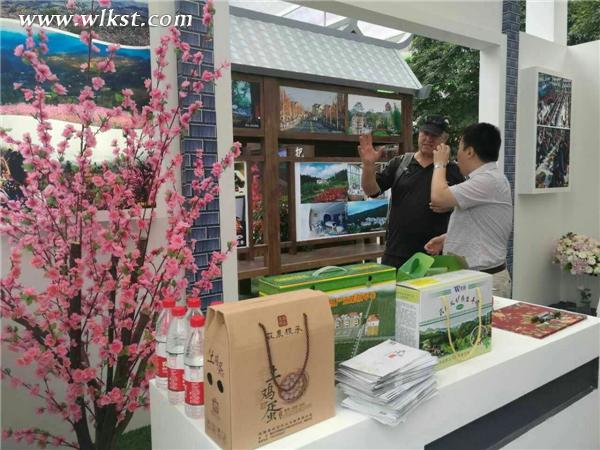  工作人员向外国友人介绍火炉澳网官方网站 李琼/摄